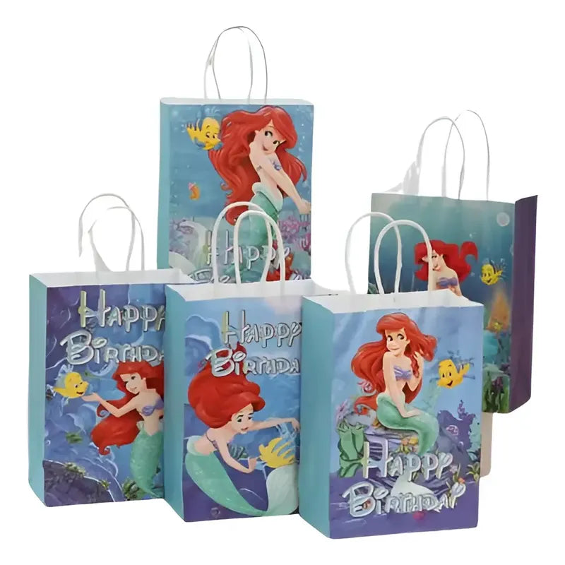 Pack 12 Bolsas De Papel Sirenita Ariel 16x21 Cm Multicolor Sirenita Ariel