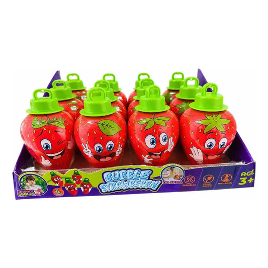 12 Juguete Burbujero Formato De Frutillita Rojo