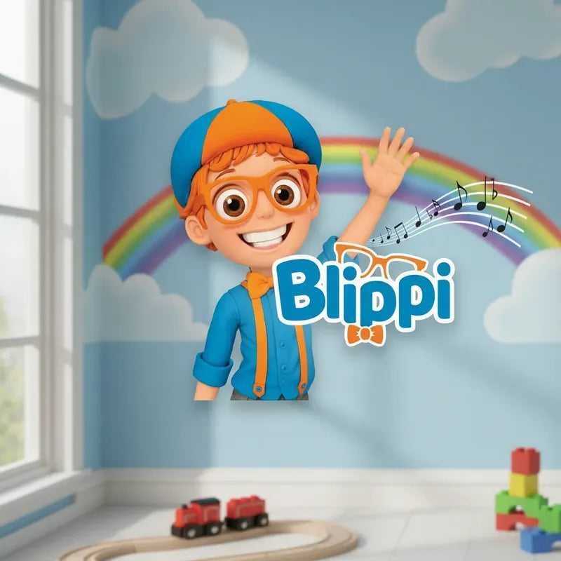 Pendon De Cumpleaños Blippi Pvc Decoración Fiesta Cumpleaños Celeste