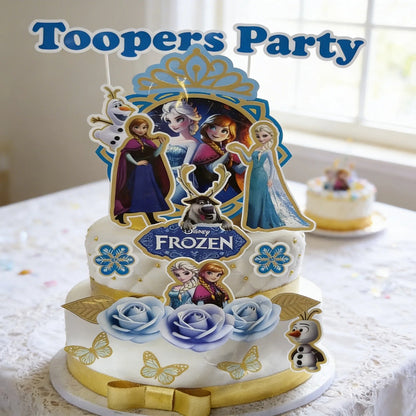 Set Topper Para Torta Frozen Disney Fiesta Cumpleaños Celeste