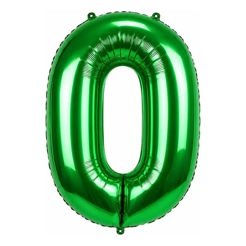 Globo Número Metalizado Verde Para Fiesta Y Decoración 0