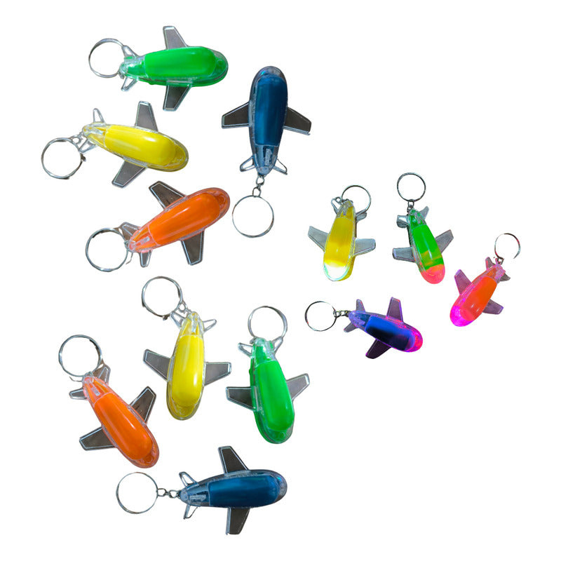 Pack 12 Llaveros Luminosos Led De Aviones Para Niños