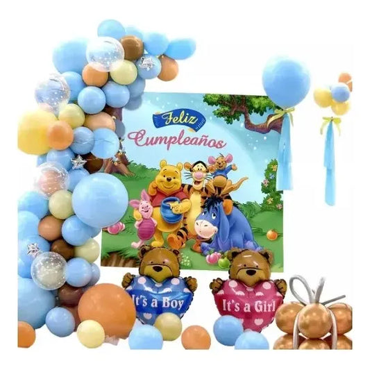 Kit Decoración Winnie Pooh Feliz Cumpleaños  Globos