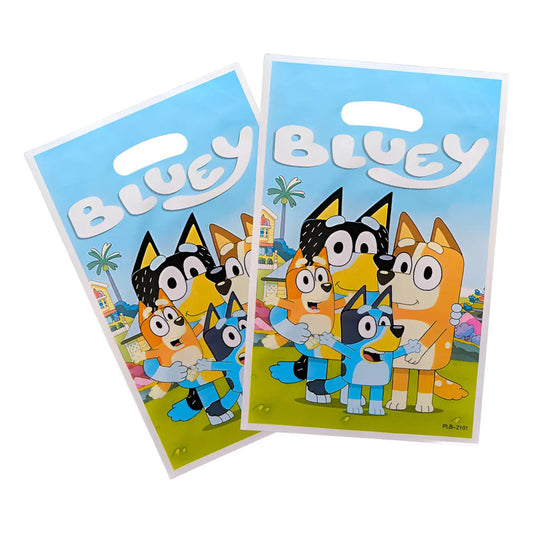 10 Bolsas Dulceras Cumpleaños Bluey Celeste Bluey