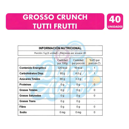Chicle Grosso Crunch Tutti Frutti (contiene 40 Unidades)