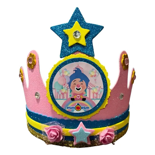 Corona Festejado Cumpleaños Payaso Plim Plim Rosada Rosa