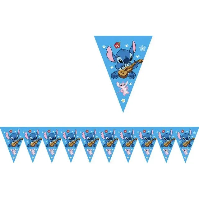 Cotillón Cumpleaños Lilo Y Stitch Banderín Decorativo