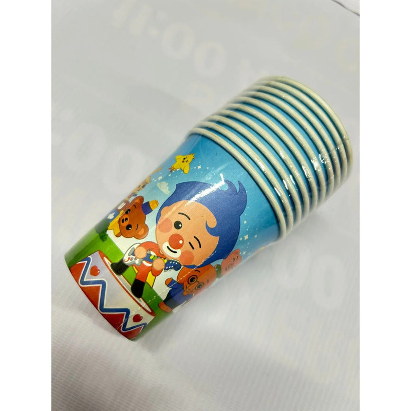 Pack 10 Vasos Cumpleaños Payaso Plim Plim Celeste