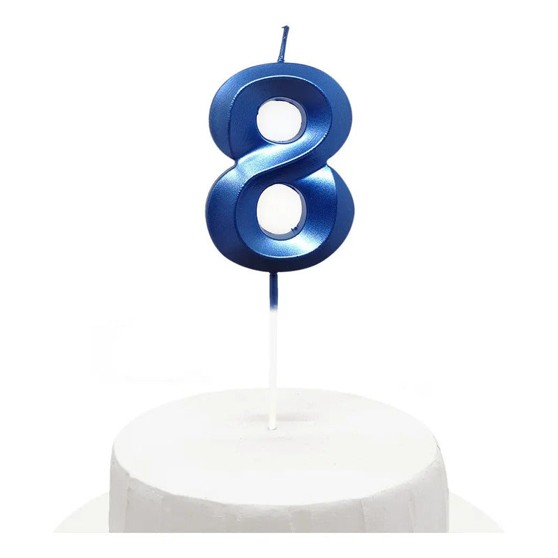 Vela De Cumpleaños Numeral Azul Brillante 5x7 Cm