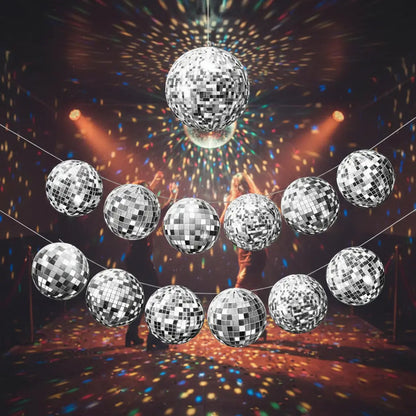 Guirnalda De Bolas Espejadas De Disco Decoración De Fiesta Plateado