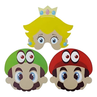 Máscaras Cumpleaños Súper Mario Bross (6 Unidades) Azul Mario Bross