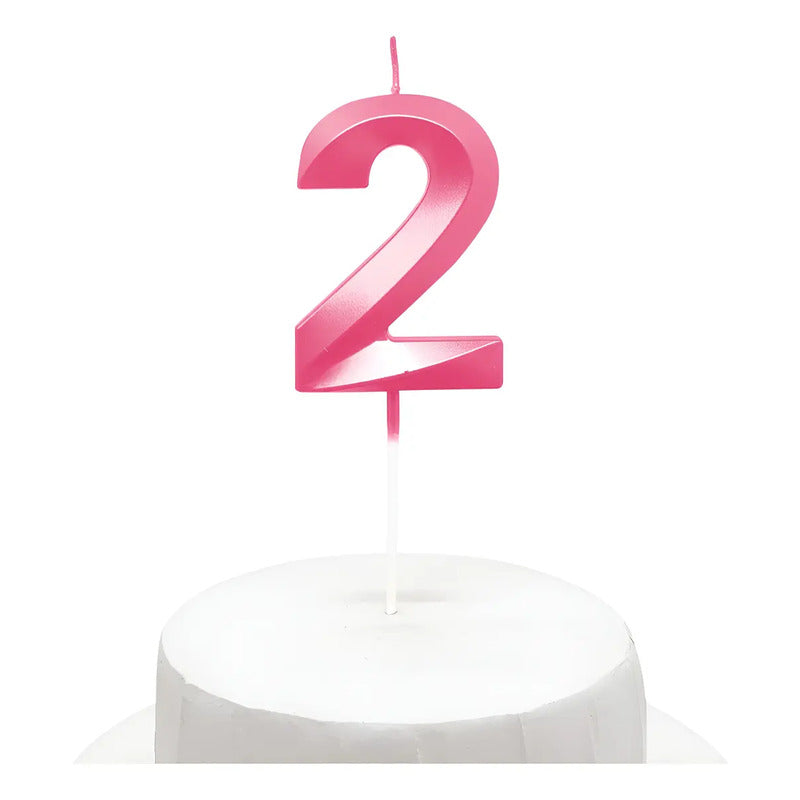 Vela De Cumpleaños Numeral Rosado Brillante 5x7 Cm