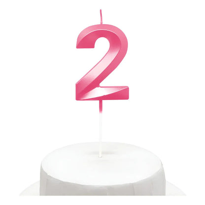 Vela De Cumpleaños Numeral Rosado Brillante 5x7 Cm