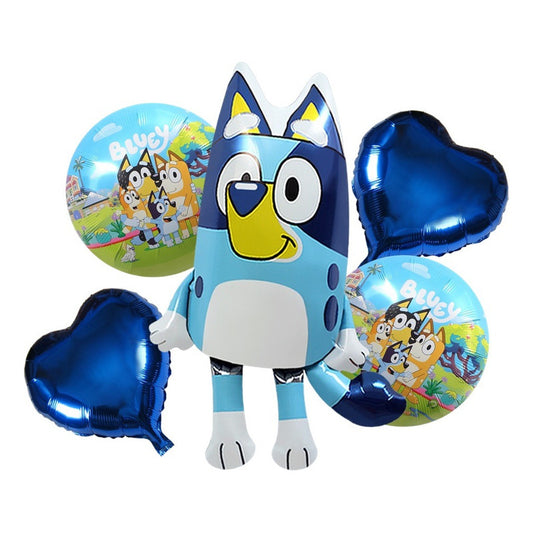 Set De Globos De Cumpleaños Bluey (5 Unidades)