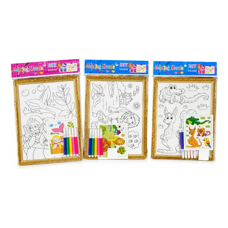 12 Cuadros Libros Para Colorear Y Pintar Niños + Plumones
