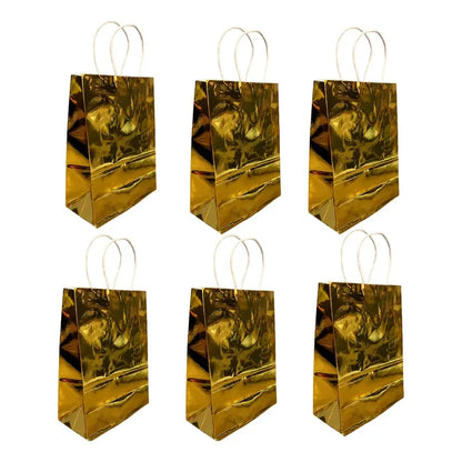 Pack 12 Bolsas Cumpleaños Papel Metalizada Dorada 16x21 Cm Dorada