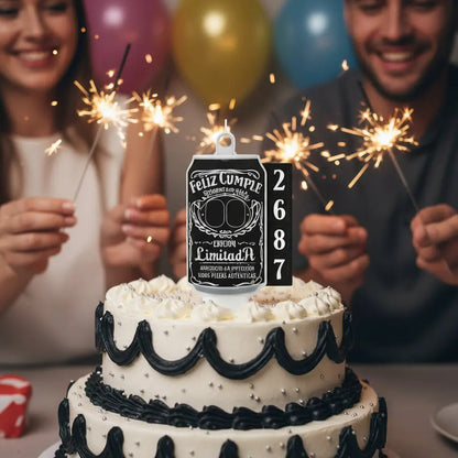 Vela Cumpleaños Lata Whisky + Números Personalizables