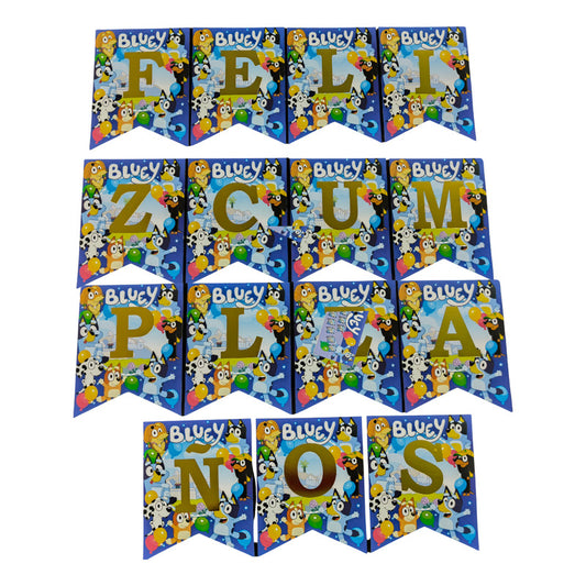 Cotillón Cumpleaños Guirnalda Feliz Cumpleaños Bluey