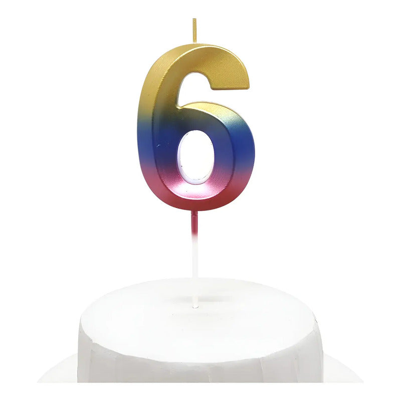 Vela De Cumpleaños Numeral Tornasol Brillante 5x7 Cm