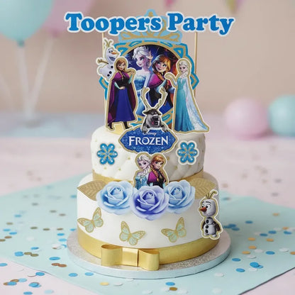 Set Topper Para Torta Frozen Disney Fiesta Cumpleaños Celeste