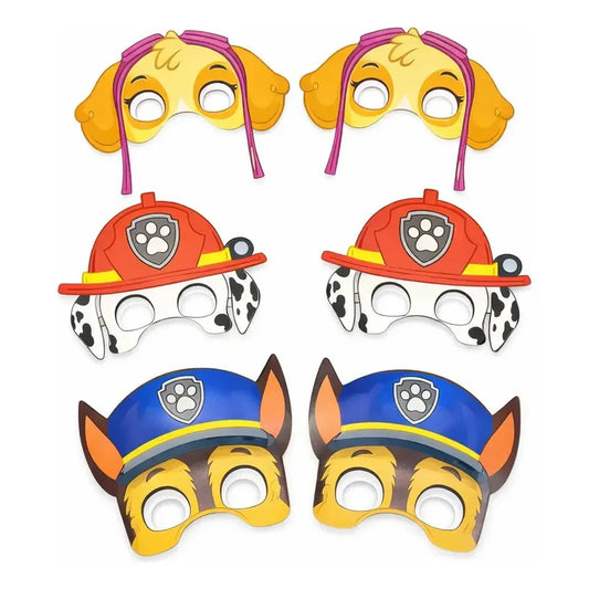 Pack De 6 Máscaras Antifaz De Paw Patrol Para Cumpleaños Multicolor