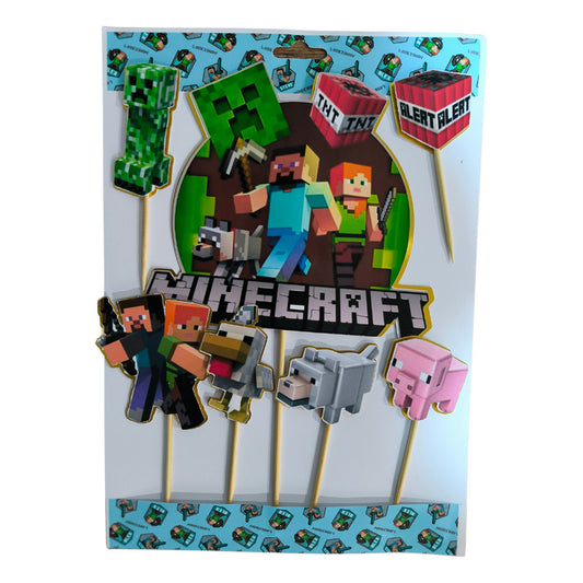 Pack 7 Topper Cotillón Minecraft