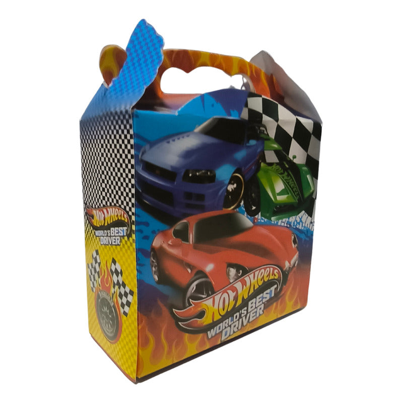Pack 10 Cajitas De Sorpresa O Cumpleaños Hot Wheels Azul M
