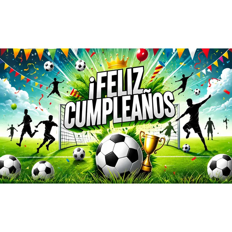 Pendon Decorativo Cumpleaños De Tela Temática Fútbol 70x120 Verde