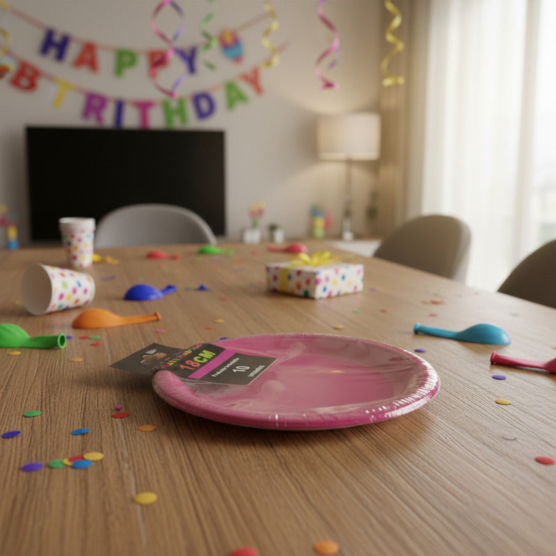 Pack 10 Platos Plásticos De Color A Elección Celebraciones