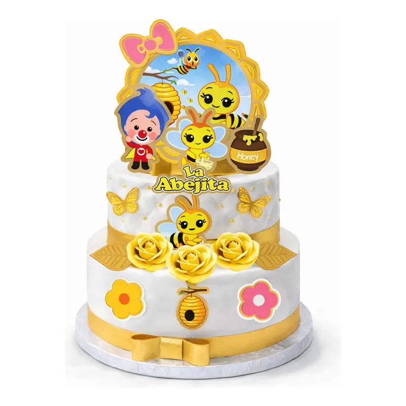 Cake Topper Plim Plim Y La Abejita Para Cumpleaños Amarillo