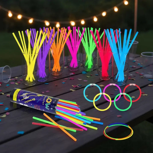 Pack 100 Pulseras Fluor Para Fiestas En Colores Surtidos