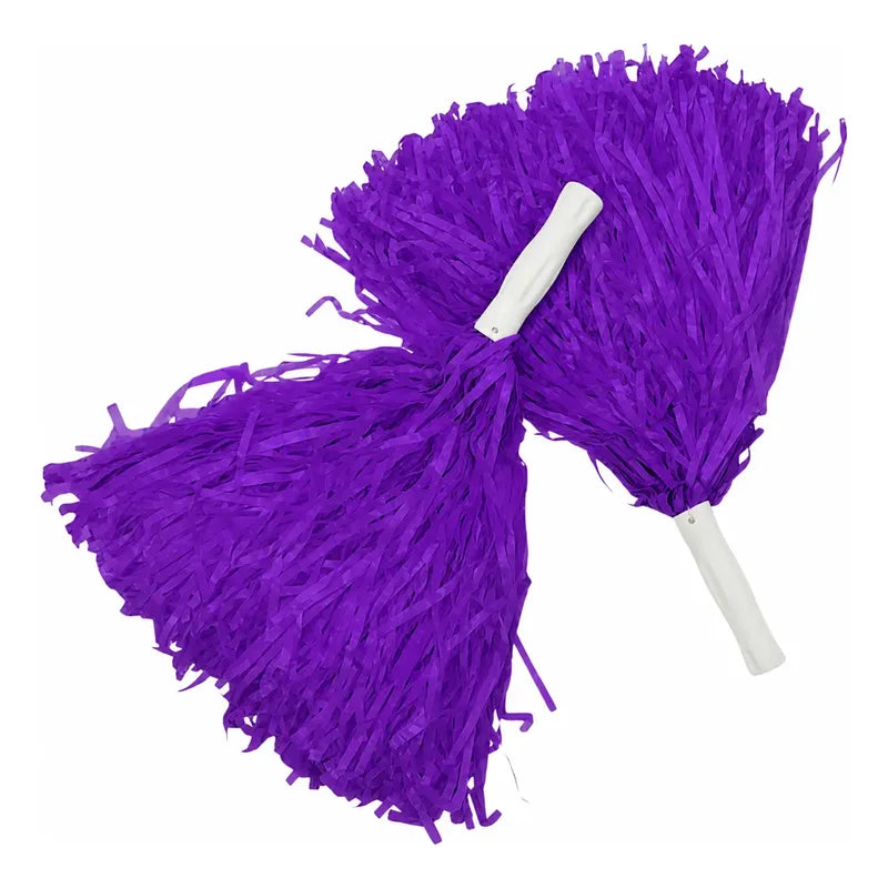 Set X 2 Pompones Plumeros Rojos De Porrista Cotillón Violeta