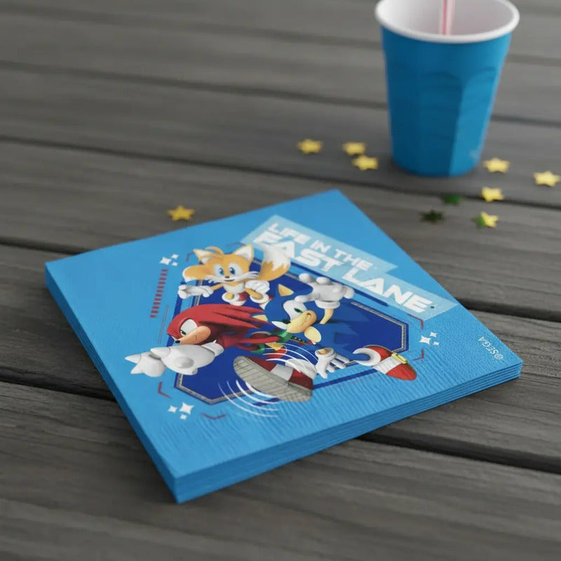 Pack 12 Servilletas Sonic De Cumpleaños Y Fiestas