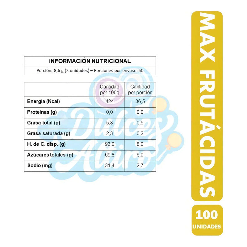 Masticable Max Frutacidas Colombina (contiene 100 Unidades)