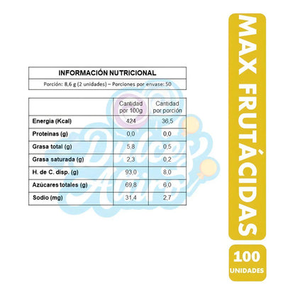 Masticable Max Frutacidas Colombina (contiene 100 Unidades)