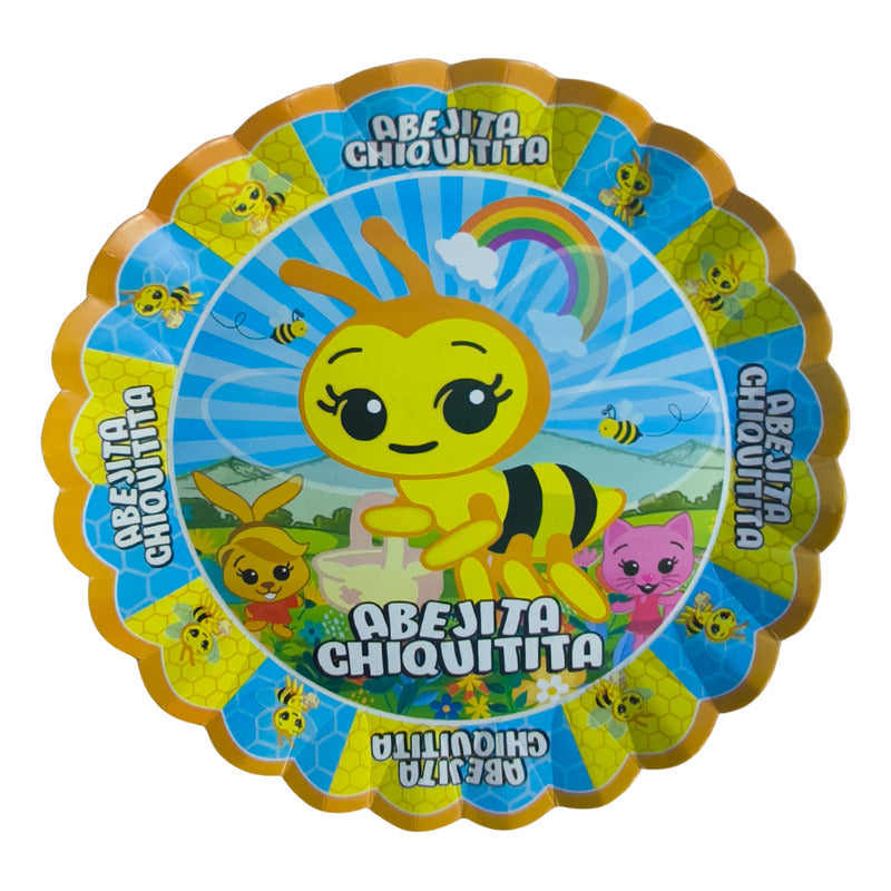 Pack 4 Bandejas Cumpleaños Abejita Plim Plim ( Cartón 32 Cm)