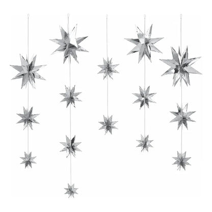 Guirnalda Estrellas 3d Colgantes Plateadas Adorno Fiesta Plateado