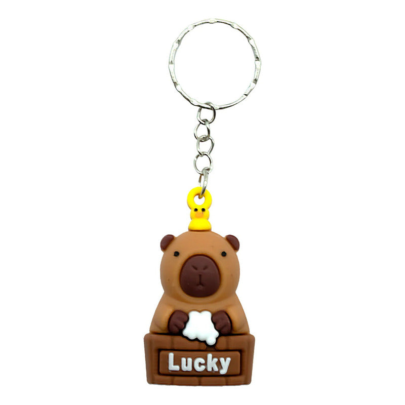 Pack 12 Llaveros Colgantes De Goma Capibara Capybara Color Marrón