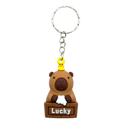 Pack 12 Llaveros Colgantes De Goma Capibara Capybara Color Marrón