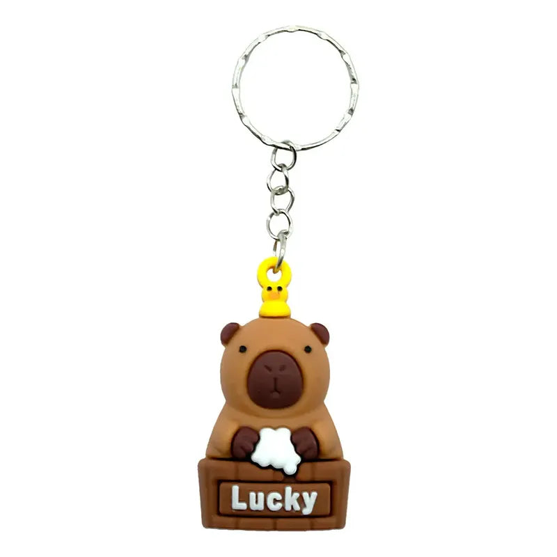 Pack 12 Llaveros Colgantes De Goma Capibara Capybara Color Marrón