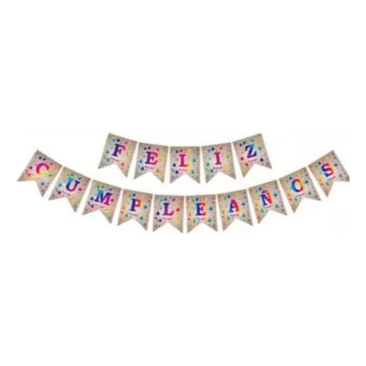 Guirnalda Feliz Cumpleaños 5 Mts Plateada Decoración Fiestas