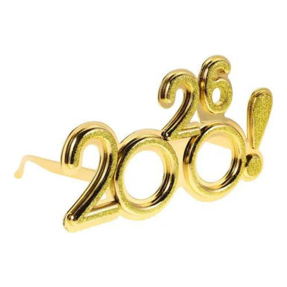 Lentes Cotillón Año Nuevo Dorado 2026 X 4 Unidades Dorado