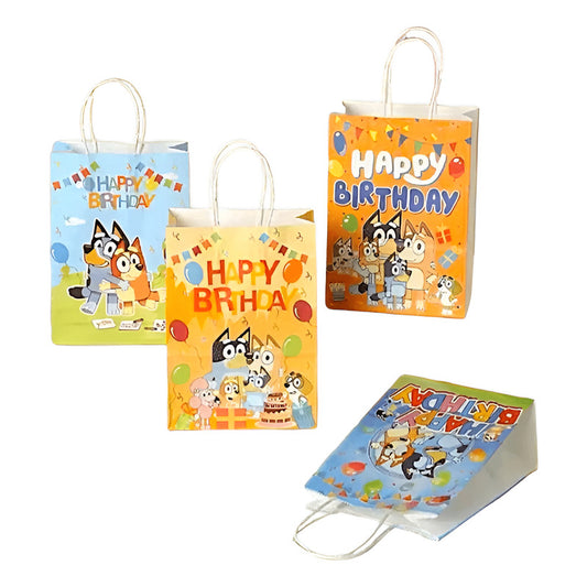 12 Bolsas Cumpleaños Bluey 16x21 Cm