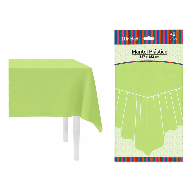 Mantel De Mesa Rectangular Liso Colores Pasteles 137x183 Verde Lima