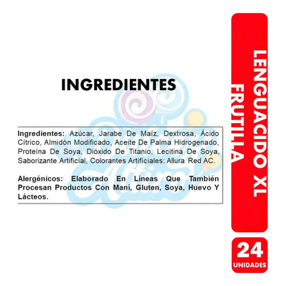 Lenguácido Xl - Masticable Sabor A Frutilla (caja Con 24 U)