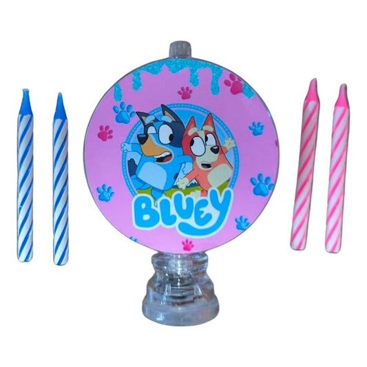 Vela Luminosa De Cumpleaños Rosada Bluey Bingo