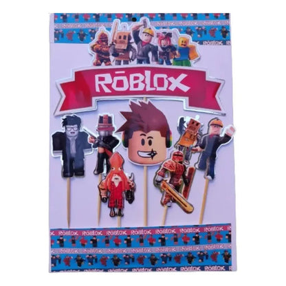 Pack 5 Topper Torta De Roblox Cotillón Cumpleaños