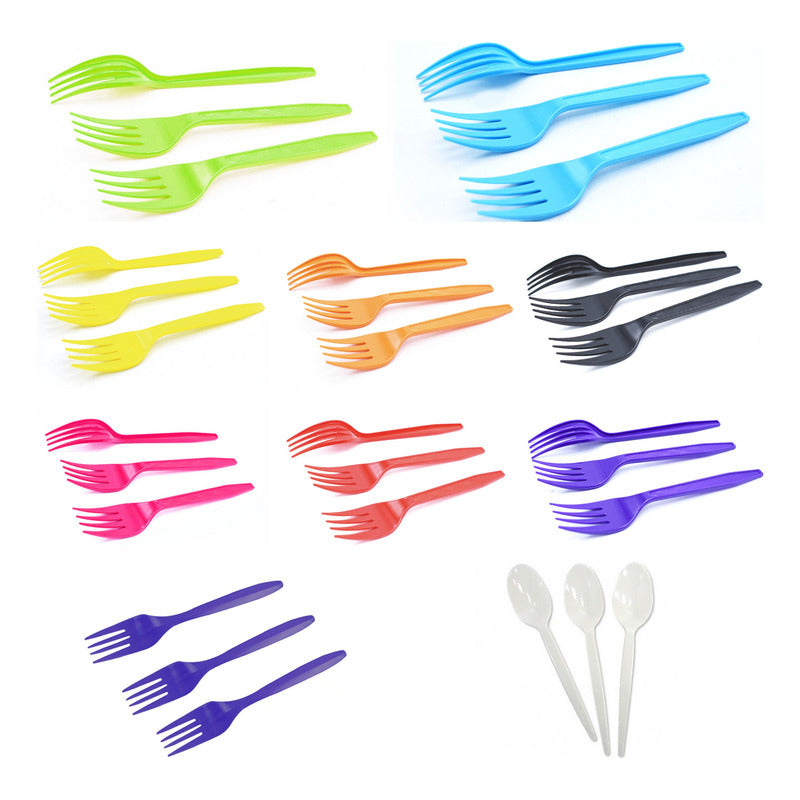 Pack 20 Tenedores Plásticos De Color Para Fiestas