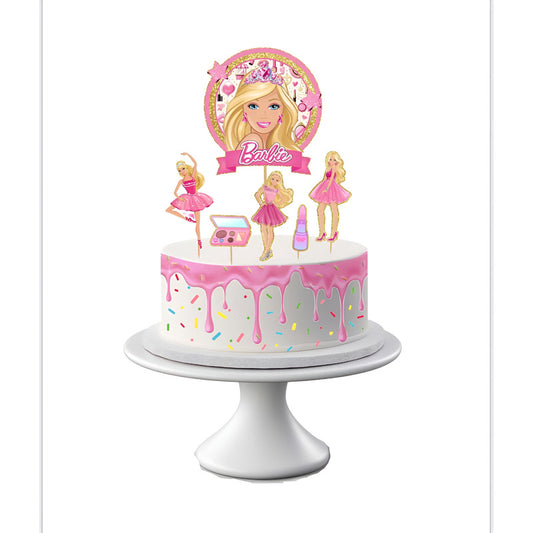 Pack 7 Topper Para Torta De Barbie 3d