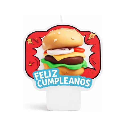 Vela De Cumpleaños Diseño Hamburguesa Para Torta